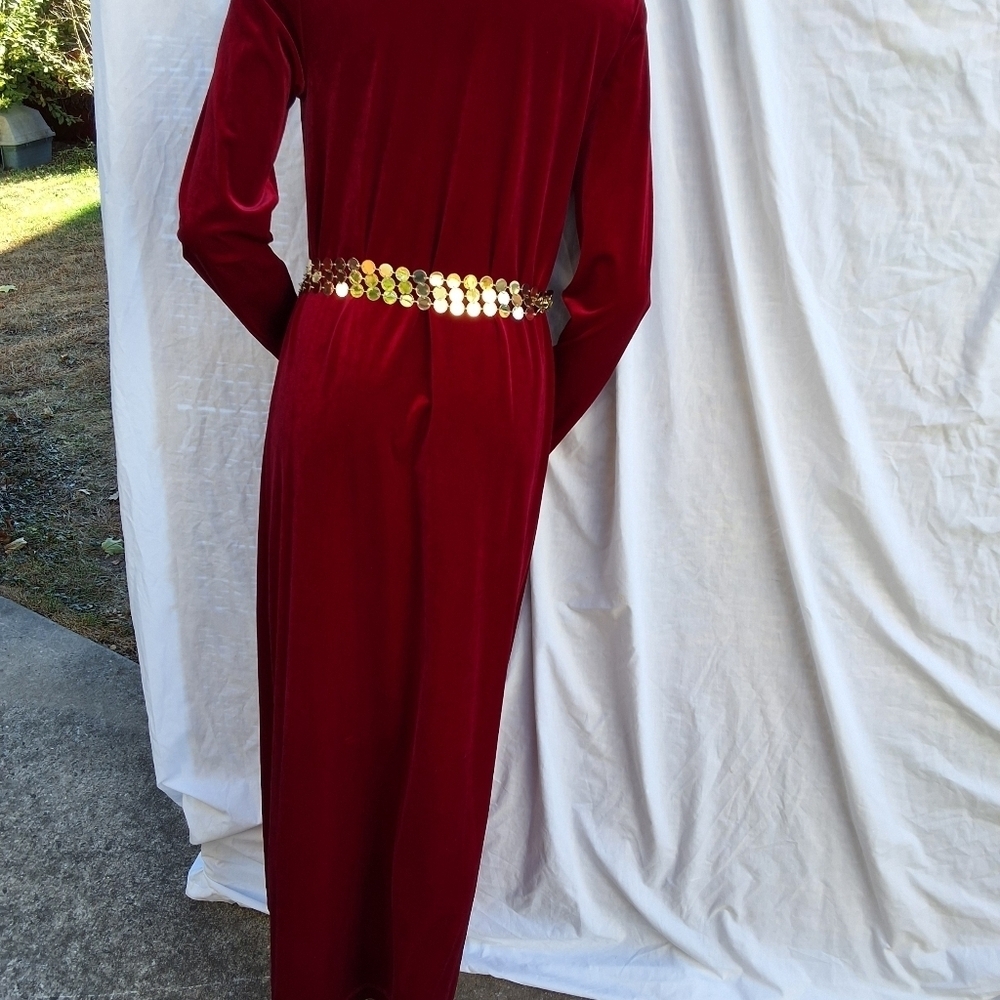 Streetwear vintage festive wine red Maxi dress M/L - Picture 6 of 12